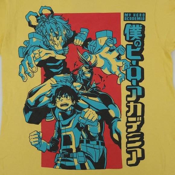 My Hero Academia T Shirt Mens Size S Manga Super Heroes Top Yellow Funimation - Picture 7 of 9